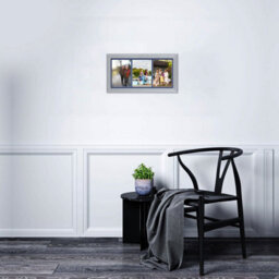 AK Frames 16X8 Silver Classic Multi Photo Frame With Blue Mount - Holds 3 Apertures (3X) 7X5 Photos - thumbnail 3