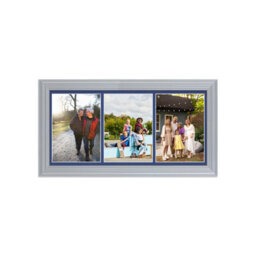AK Frames 16X8 Silver Classic Multi Photo Frame With Blue Mount - Holds 3 Apertures (3X) 7X5 Photos - thumbnail 1
