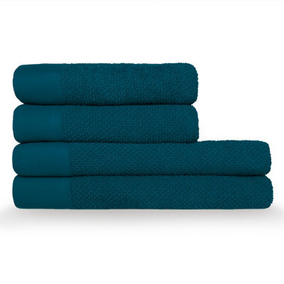 Furn. Textured 4 Piece Hand/bath Towel Bale, Cotton, Blue - image 1