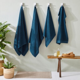 Furn. Textured 4 Piece Hand/bath Towel Bale, Cotton, Blue - thumbnail 3