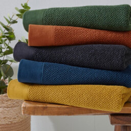 Furn. Textured 4 Piece Hand/bath Towel Bale, Cotton, Blue - thumbnail 4