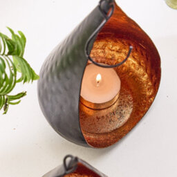 Dibor Set Of 2 Hanging Tea Light Candle Holder Lanterns Copper Christmas Decoration Tealight Candle Holder - thumbnail 5