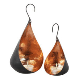 Dibor Set Of 2 Hanging Tea Light Candle Holder Lanterns Copper Christmas Decoration Tealight Candle Holder - thumbnail 2