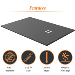 Plum&clay Pia Rectangle Anthracite Slate Effect Shower Tray (L)1800mm (W)800mm (H)25mm - thumbnail 7
