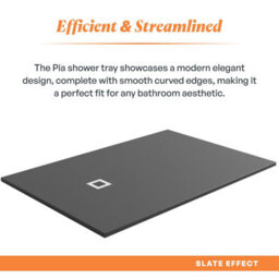 Plum&clay Pia Rectangle Anthracite Slate Effect Shower Tray (L)1800mm (W)800mm (H)25mm - thumbnail 5