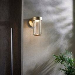 Brushed Gold Outdoor Wall Light With Glass Shade - Ip44 Rated - Integrated Led - thumbnail 3