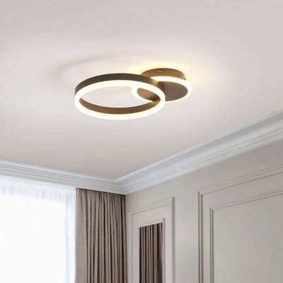 Beliani Led Ring Ceiling Light Dark Brown Aluminium, 38Cm Diameter, Warm White Integrated Led - image 1