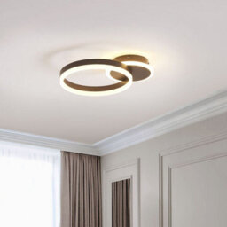 Beliani Led Ring Ceiling Light Dark Brown Aluminium, 38Cm Diameter, Warm White Integrated Led - thumbnail 1