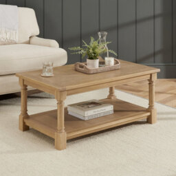 The Furniture Market Classic Whitewash Oak Small Rectangle Coffee Table