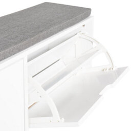 Wyld And Coco Nordichome White Mdf Shoe Storage Cabinet With Cushioned Seat, Two Compartments, W98 X D25 X H52Cm - thumbnail 8