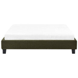 Beliani Bed Without Headboard Boucle Roanne 140 X 200 Cm (Eu Double) Dark Green - thumbnail 6