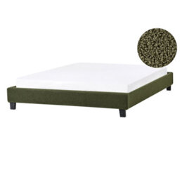 Beliani Bed Without Headboard Boucle Roanne 140 X 200 Cm (Eu Double) Dark Green - thumbnail 1