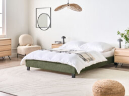 Beliani Bed Without Headboard Boucle Roanne 140 X 200 Cm (Eu Double) Dark Green - thumbnail 2