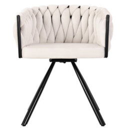 Matteo Set Of 4 Beige Velvet Swivel Dining Chairs - Modern Ergonomic Design With Steel Legs For Living Room & Dining - thumbnail 7
