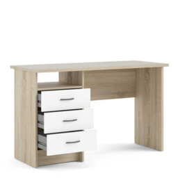 Wyld Haus Billabong Office Desk - Natural Oak Frame With 3 White Drawers - thumbnail 5