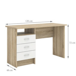 Wyld Haus Billabong Office Desk - Natural Oak Frame With 3 White Drawers - thumbnail 9