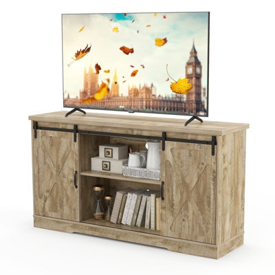 Costway 150Cm Media Entertainment Center Tv Stand Cabinet For 65 Inch Tvs-Grey - image 1