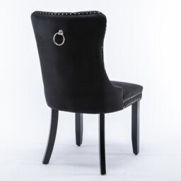 HomeTouch Set Of 4 Lux Black Velvet Upholstered Kitchen Dining Chairs With Pull Knocker Wing Back Bedroom Office Chairs - thumbnail 7