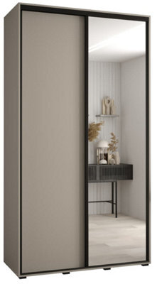Arte Dakota Iii Sleek Cashmere Sliding Door Wardrobe 1400mm H2350mm D600mm - Two Doors, One Mirrored, Two Hanging Rails, Six Shelves - image 1