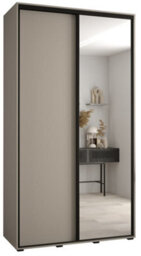 Arte Dakota Iii Sleek Cashmere Sliding Door Wardrobe 1400mm H2350mm D600mm - Two Doors, One Mirrored, Two Hanging Rails, Six Shelves - thumbnail 1