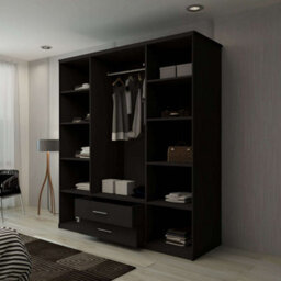 M N Furniture Ltd Wardrobe With Led Light Modern 4 Door Hinged Wardrobe Mirror And Drawers - Bedroom Cabinet (Black,171Cm) - thumbnail 4