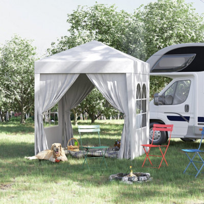 Outsunny 2X2M Garden Pop Up Gazebo Canopy Tent Marquee W/ Carry Bag, White - image 1