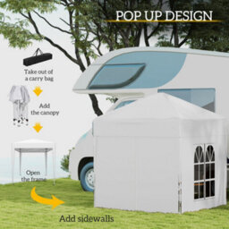 Outsunny 2X2M Pop Up Gazebo Canopy Marquee W/ Carry Bag, White - thumbnail 4