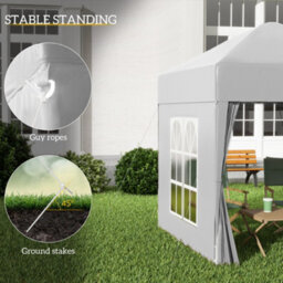 Outsunny 2X2M Pop Up Gazebo Canopy Marquee W/ Carry Bag, White - thumbnail 6