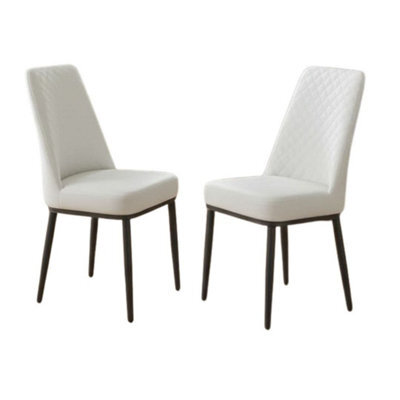 Home Luxe Interiors Set Of 4 Oxford White Pu Leather Dining Chairs With Slim Metal Legs - image 1