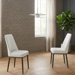 Home Luxe Interiors Set Of 4 Oxford White Pu Leather Dining Chairs With Slim Metal Legs - thumbnail 3