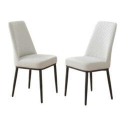 Home Luxe Interiors Set Of 4 Oxford White Pu Leather Dining Chairs With Slim Metal Legs - thumbnail 1