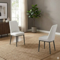Home Luxe Interiors Set Of 4 Oxford White Pu Leather Dining Chairs With Slim Metal Legs - thumbnail 4