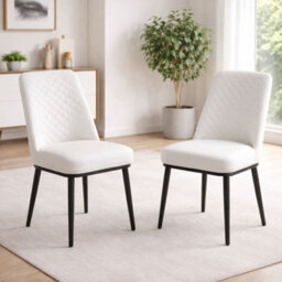 Home Luxe Interiors Set Of 4 Oxford White Pu Leather Dining Chairs With Slim Metal Legs - thumbnail 5