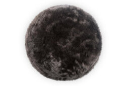 Littens Charcoal Grey Plush Faux Fur Round Footstool Ottoman Pouffe Bean Bag 45Cm X 25Cm - thumbnail 2