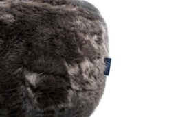 Littens Charcoal Grey Plush Faux Fur Round Footstool Ottoman Pouffe Bean Bag 45Cm X 25Cm - thumbnail 3