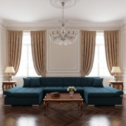 Alia Living Room Corner Sofa Bed With Polyurethane Foam Wave Spring Wooden Frame 360X160X75Cm Turquoise - thumbnail 2