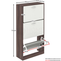 Lassic Vida Designs 3 Drawer Shoe Storage Cabinet Walnut And White - thumbnail 2