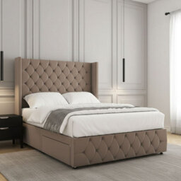 REGIONAL FURNISHINGS Mink Plush Velvet Divan Bed Set 54Inch Headboard & Footboard 2Drawersfootend & Mattress In Double King 4Ft 6Ft Sizes - thumbnail 3