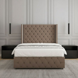 REGIONAL FURNISHINGS Mink Plush Velvet Divan Bed Set 54Inch Headboard & Footboard 2Drawersfootend & Mattress In Double King 4Ft 6Ft Sizes - thumbnail 2