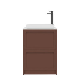 Royal Bathrooms Royal Bathroom Elmore 600mm Terracotta Clay Freestanding Bathroom Vanity Unit 2 Drawer Plain White Worktop With Qubix Basin - thumbnail 7