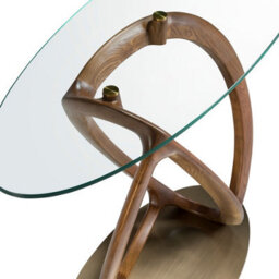 Angel Cerda Elegant Oval Console Table With Glass Top And Walnut Legs - thumbnail 4