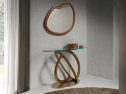 Angel Cerda Elegant Oval Console Table With Glass Top And Walnut Legs - thumbnail 2