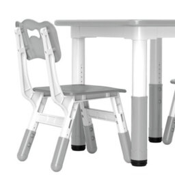 Aiyaplay 3 Pcs Height Adjustable Kids Table And Chair Set For Playroom - Grey - thumbnail 9