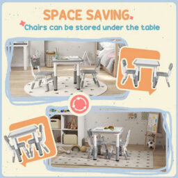 Aiyaplay 3 Pcs Height Adjustable Kids Table And Chair Set For Playroom - Grey - thumbnail 7
