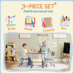 Aiyaplay 3 Pcs Height Adjustable Kids Table And Chair Set For Playroom - Grey - thumbnail 5