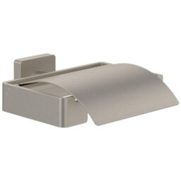 Villeroy & Boch Elements Striking Toilet Roll Holder With Cover Matt Brushed Nickel - thumbnail 1