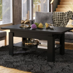 Heze Furniture Runa 2 In 1 Extending Coffee / Dining Table 130-170Cm - Black - thumbnail 1