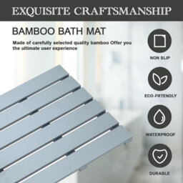 Mantarraj Bamboo Duckboard Bath Mat Anti Slip Mat Spa, Bath, Shower Bathroom Decor Multipurpose Bath Mat Grey - thumbnail 2