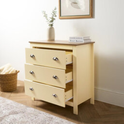 Ohs Chicago 3 Drawer Bedside Table Hallway Cabinet Nightstand, Cream - thumbnail 2