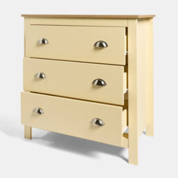 Ohs Chicago 3 Drawer Bedside Table Hallway Cabinet Nightstand, Cream - thumbnail 5